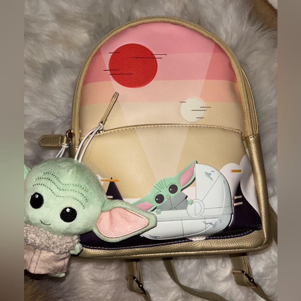 Loungefly Star Wars Backpack - Grogu Baby Yoda with Mandalorian Charms!